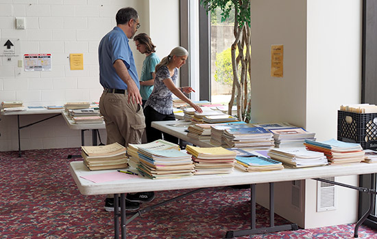 Participants searching the music library
